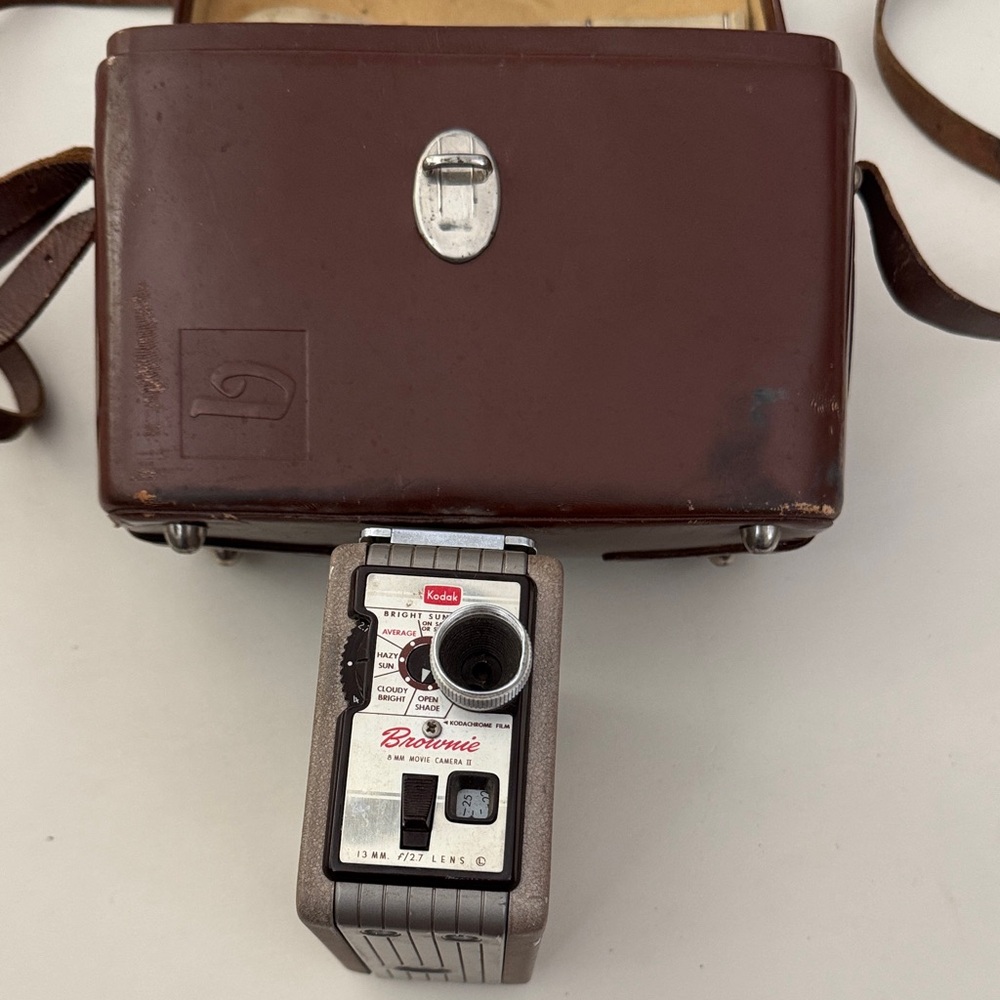Kodak Brownie 8mm Movie Camera II, featuring a 13mm f/2.7 lens with Case